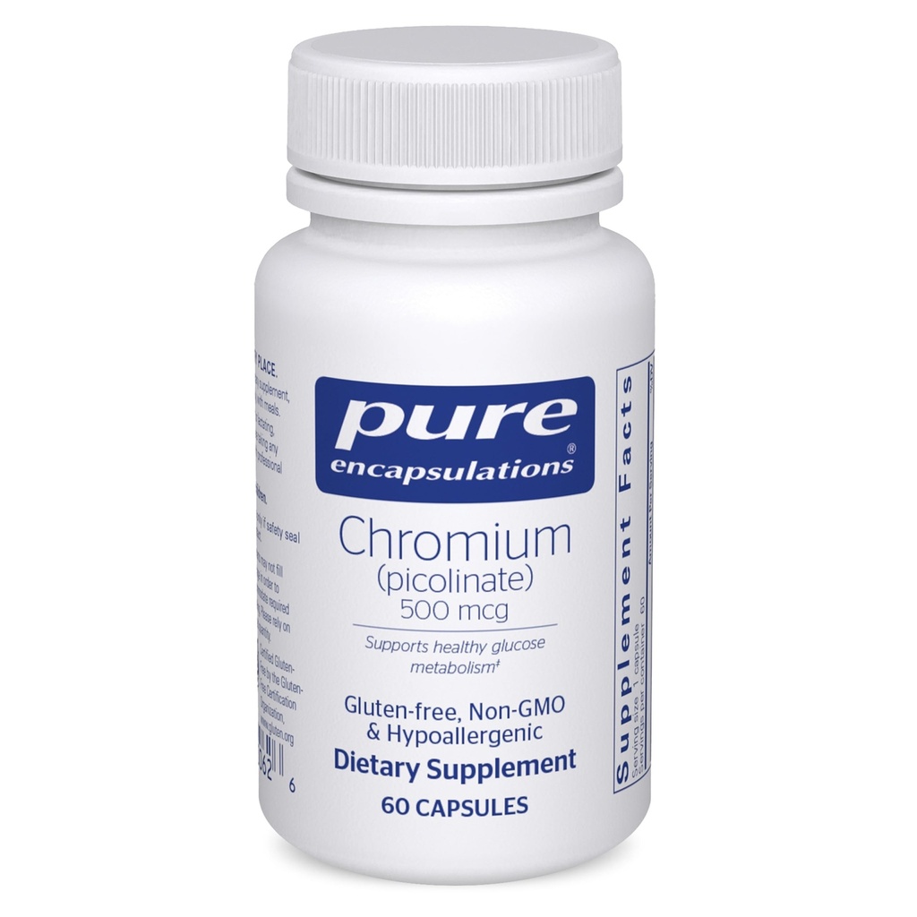 Čistá Enkapsulácia Chróm (Pikolinát) 500 mcg - pre Metabolizmus lipidov a karbohydrátov* - Minerálne doplnky - Superior Absorpcia Chróm Supplement - Vegan & Gluten Free - 60 Kapsule