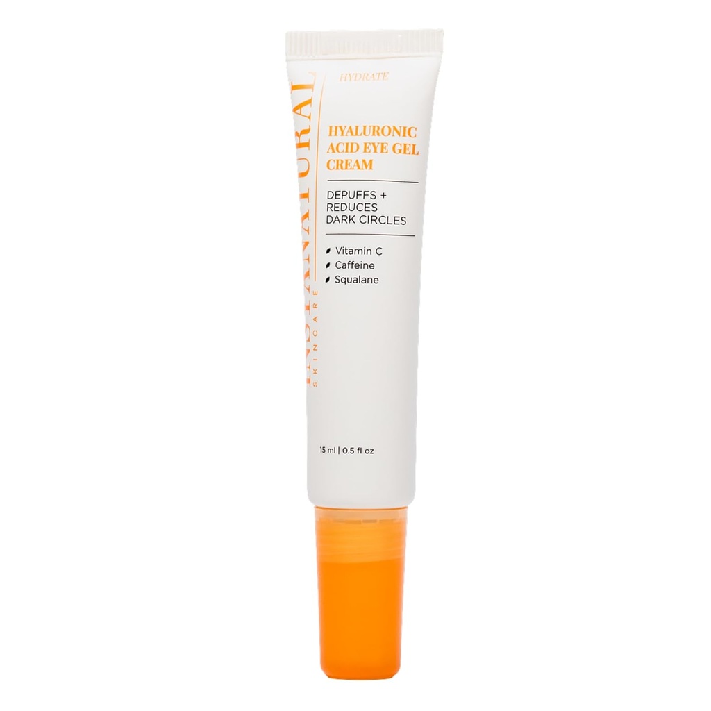 InstaNatural Hyaluronic Acid Eye Gel Cream, Hydrating under Eye Cream for Women & Muži, znižuje opuchy, tmavé kruhy a vrásky, s vitamínom C, kofeín, Squalane & Peptides, 0,5 Fl Oz