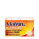 Motrin IB Migraine Relief Tekuté Gélové kapsule s 200 mg Ibuprofénu na kapsulu, rýchle a účinné Migraine Bolesť hlavy Medicína s NSAID Bolesť Reliever Ibuprofen, kofeín bez, 80 ot