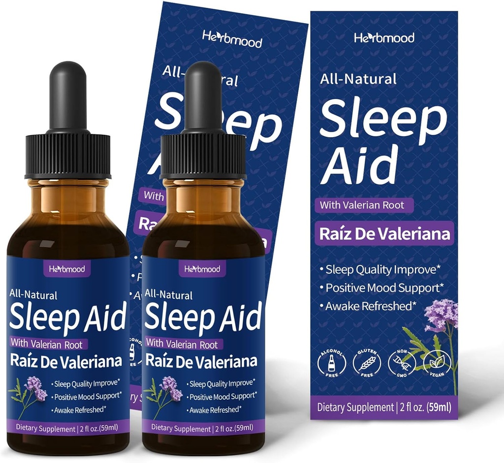 Valerián Root Sleep Support Drops, Gotas de Manzanilla y Flor de Jamajka y Valeriana para Dormir, Nature Herbal Extract Liquid for Deep Sleep. 4oz