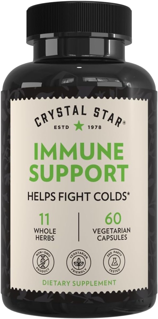 Crystal Star Immune Suplement (60 kapsúl) - Herbal Immune Booster pre proactive Multi-System Defense - Echinacea, Goldenseal, Yarrow & Elecampane - Non-GMO