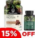 PlantFusion Kompletný vegánsky proteín Prášok a kalcium Bundle - Plant Based Protein Powder s BCAA, Digestive Enzymes and Pea Protein