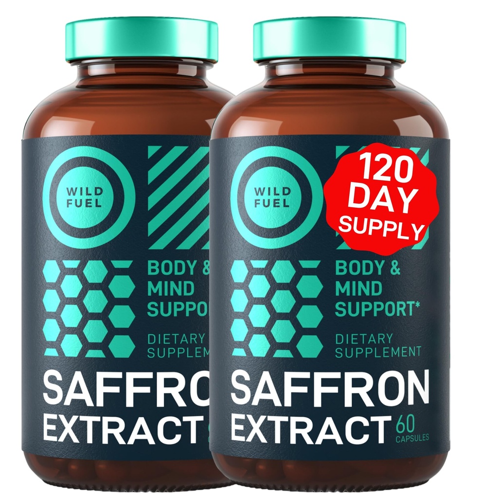 WILD PALIVO Pure Saffron Extract Antioxidants Supplement - Eye Health, Energy and Mood Support Happy Saffron - 0.3% Safranal 88.5mg Doplnky -120 Day Gluten-free, Non-GMO Vegan Saffron Kapsule