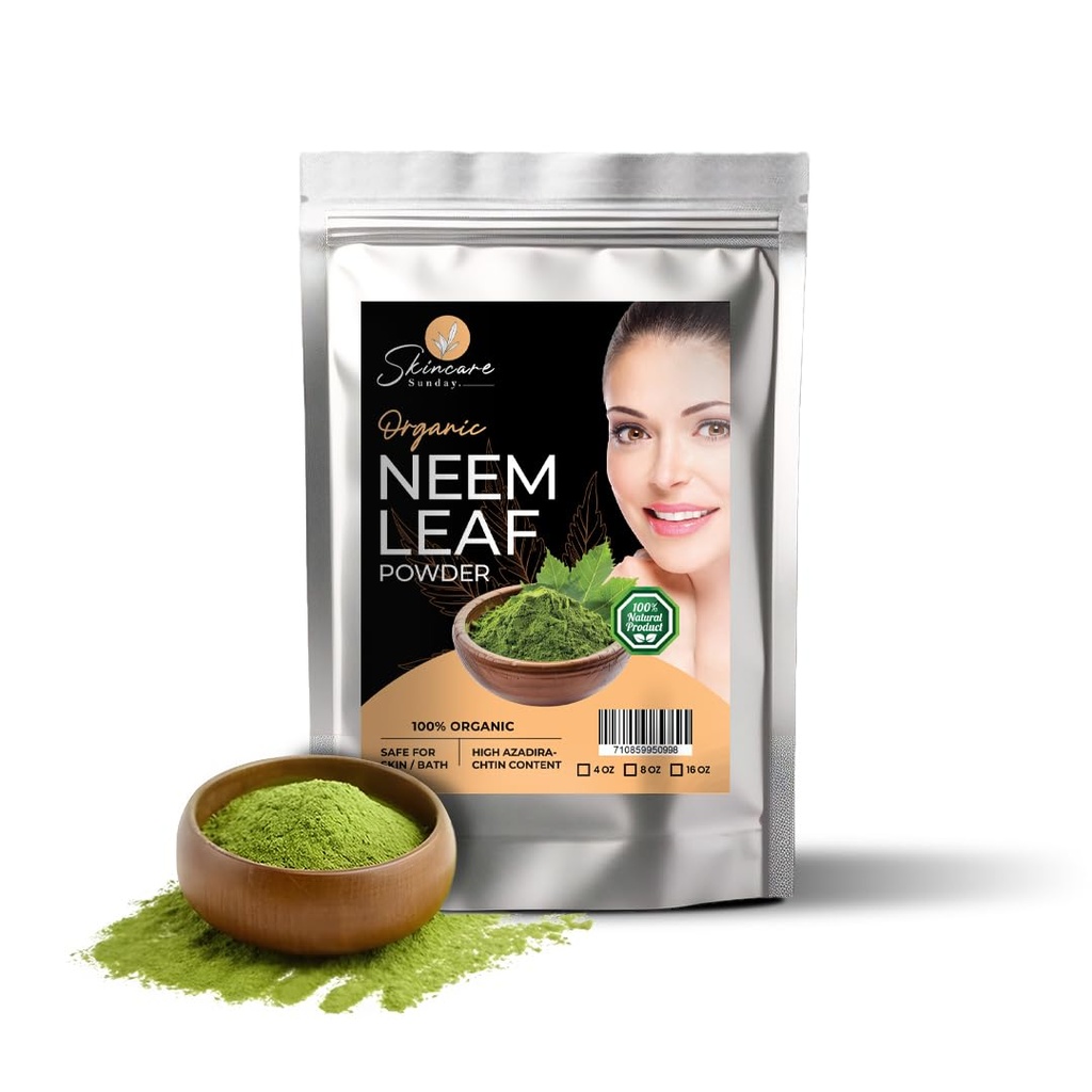 Organické Neem Leaf Powder pre pokožku, vlasy a kúpeľ - čisté a prírodné 