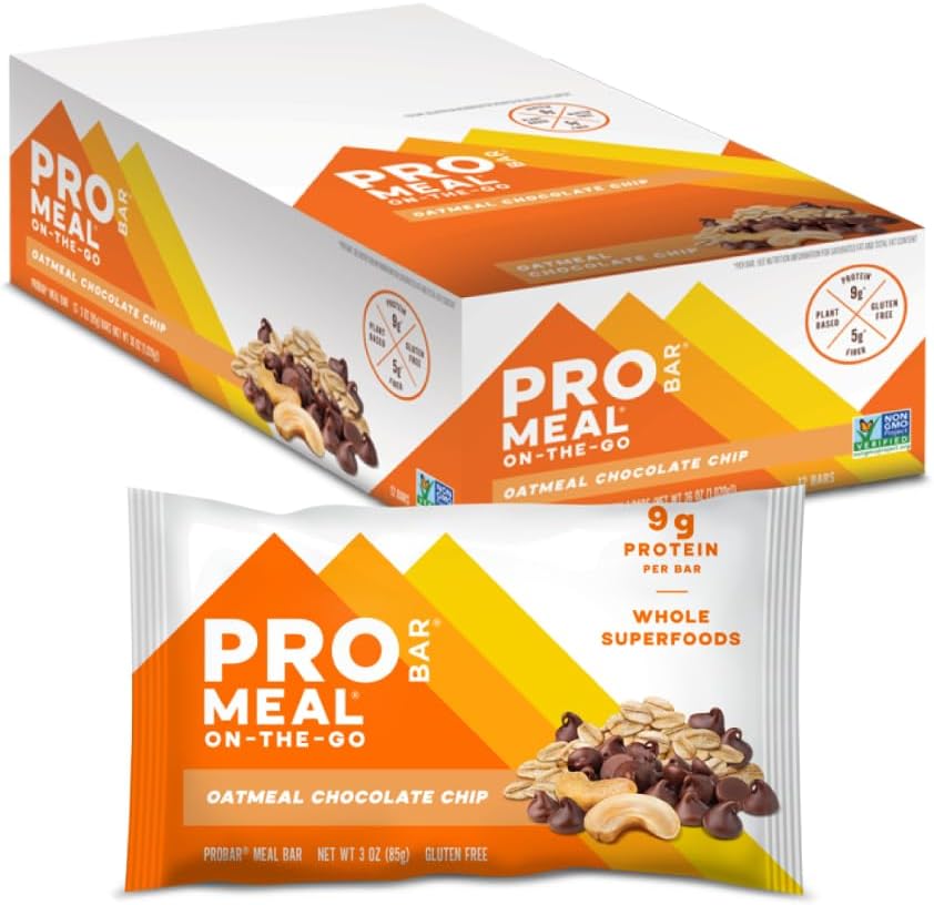 PROBAR - MÄSO Bar, Ovsená kaša Čokoládové Chip, Non-GMO, Gluten-Free, Zdravé, Plant-Based, Celo-Potraviny zložiek, Prírodná energia (12 Počet)
