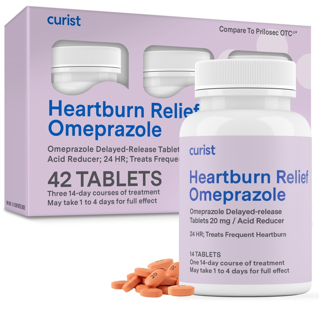 Curist Omeprazol 20 mg tablety - 42 gróf oneskorených tabliet s relaxom kyseliny na úľavu od pálenia záhy