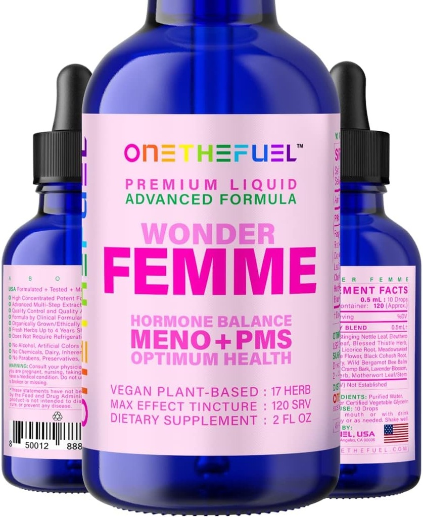 Zaujímavé Femme Plant-Based Hormon Balance Menopauza Hot Flash Relief Podpora 100% Natural 17 Bylinné ženy Estrogen Zdravie Dodatok Dong Quai Vitex + Rýchly Absorb Tincture 2 oz. Tekuté