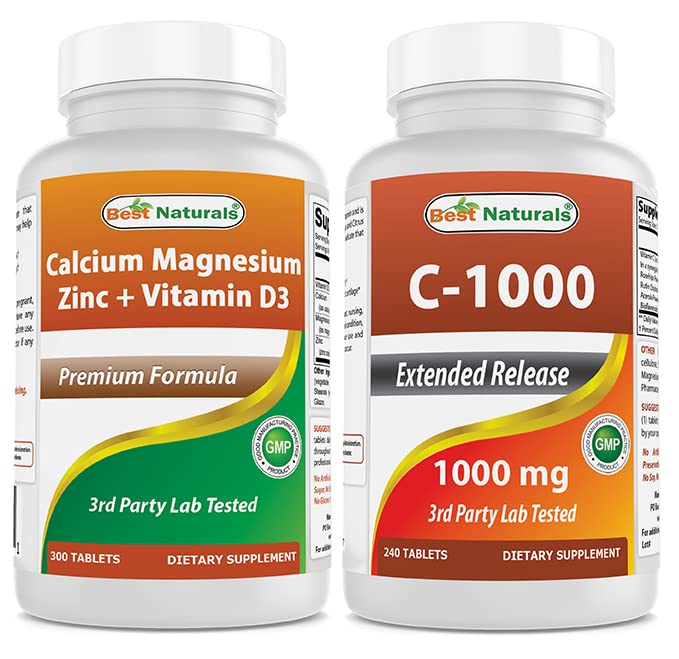 Najlepšie prírodné Cal Mag Zinok s vitamínom D3 a vitamín C 1000 mg
