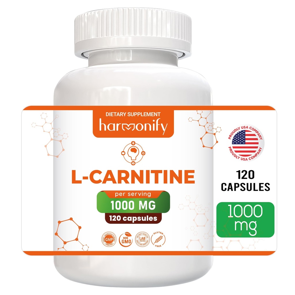 L karnitín Supplement 1000 mg per Serving, 120 Vegetariánske kapsule a čistá forma, 60 Servings