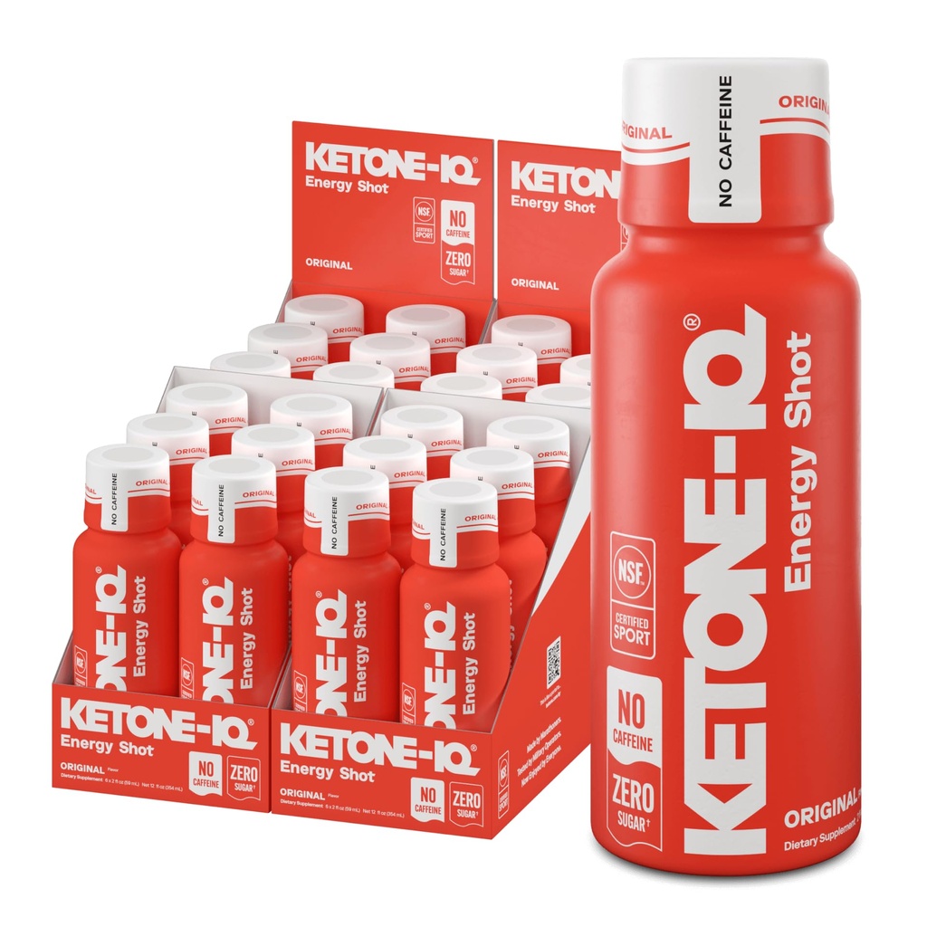 Ketone-IQ Bez kofeínu Exogénny Ketones Energy Shots - 24 Balenie kofeínu zadarmo Energetické nápoje s 10g Ketones - bez cukru, soľou a všetky prírodné (Original)