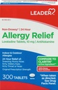 Leader 24 Hodinová úľava od alergie, non-Drowsy, Loratadine 10 mg, Antihistaminika, Pôvodná sila na predpis, Sinus Relief, Indoor and Outdoor, Countakt Alergy, 300 tabliet