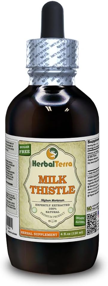 Mliečna bodliak (Silybum Marianum) Tinktúra, Organické sušené semená Tekutý extrakt (názov kože: bylinná terasa, hrdo vyrobené v USA) 4 fl.oz (120 ml)
