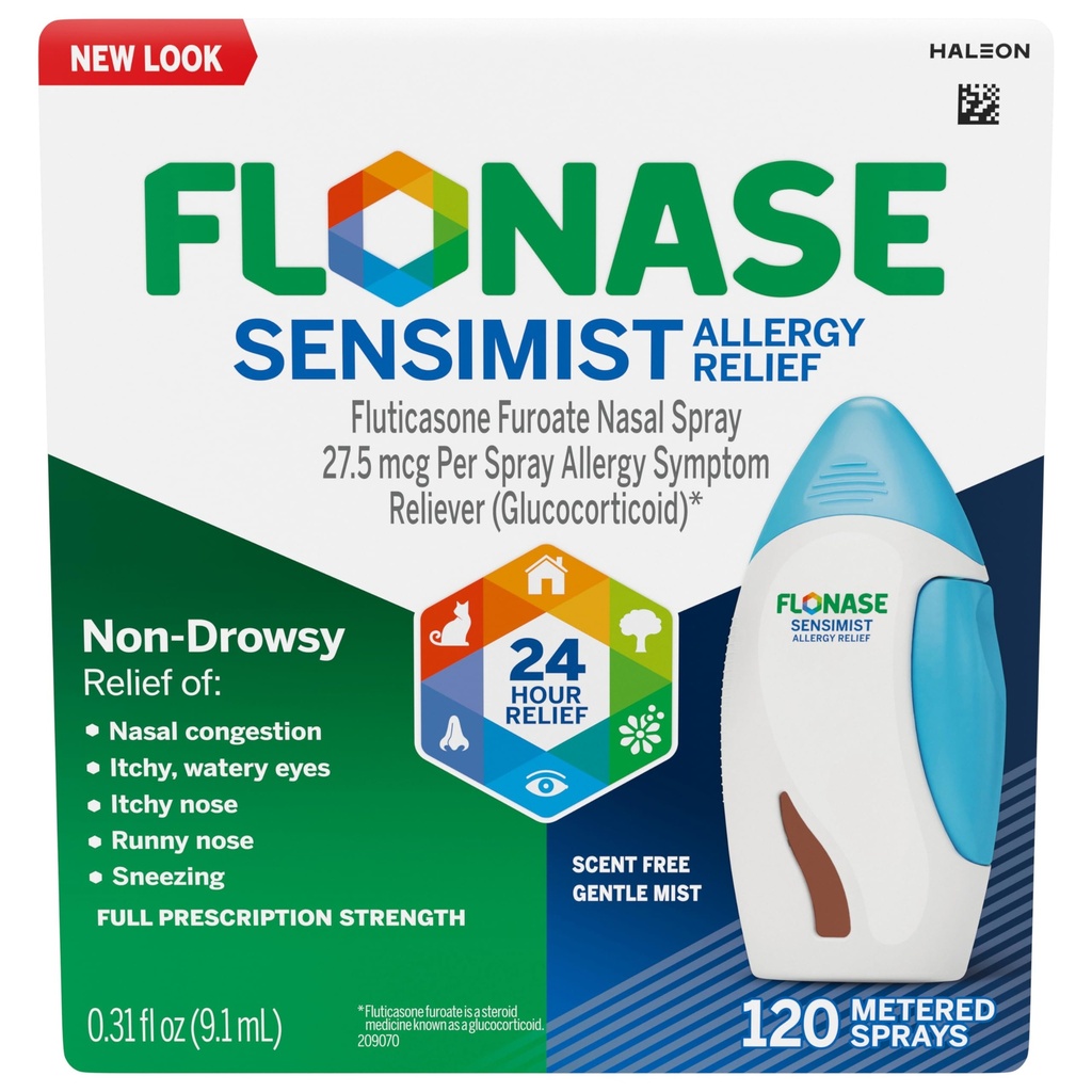Flonase Sensimist Alergická úľava nosový sprej pre non-Drowsy, 24-hodinový multi-Symptom Alergické Relief 