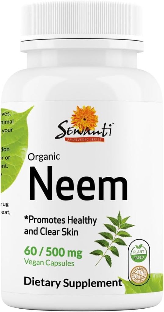 Sewanti Neem Kapsule - High Potency Extract Capsule, Bylinný doplnok od Skin Health & Immune Support - Tráviace Balance Kapsule 500mg