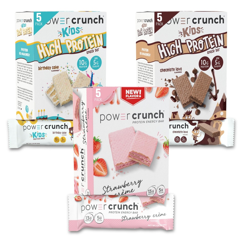 Power Crunch Protein Wafer Bary a Power Crunch KIDS Proteínové tyčinky, Variety Pack, (15 Počet) Vysoké Bielkoviny Snacks s lahodnou chuťou