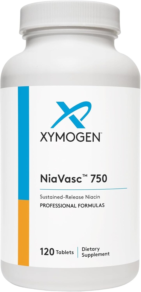 XYMOGEN NiaVasc 750 - Trvalá-Release Niacin pre menej Flushing efekt - podporuje udržanie zdravého krvného lipidov (120 Time-Release Tablety)