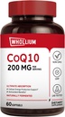 CoQ10 200mg Per Serving, Extra panenský olivový olej, Ultra Absorpcia, prirodzene fermentovaný, Koenzým Q10 Supplement, Výroba energie, zdravé srdce, Anti-Aging, 60 Softgels