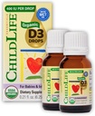 CHILDLIFE ESSIENTY Organické vitamín D3 kvapky pre dojčatá a novorodenci - Baby Vitamín D kvapky, 400 IU na tekutú kvapku, Immune & Bone Health Support, USDA Organic, Flavorless - 0,21 Fl Oz (2 balenia)
