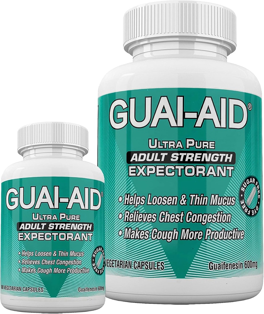 524 600mg Ultra-pure Guaifenesin Veg. Kapsule (Vrátane 24 veľkosti cestovnej fľaše)