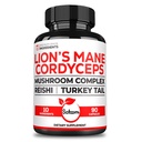 Satoomi 10in1 Cordyceps Mushroom Supplement - Miešané s Lions Mane, Turecko Chvost Mushroom, Reishi Mushroom a iní - 90 Kapsule od 90 Servisné dodávky