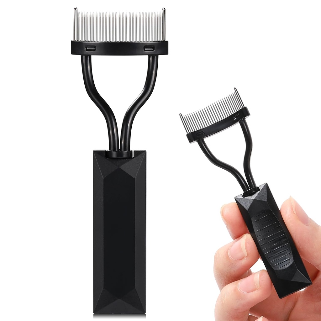 Očné riasy Comb Separátor, Arc Definer Lash Comb Mascara Comb Applicátor s krytom, Eye Cosmetic Brush Tool (čierna)