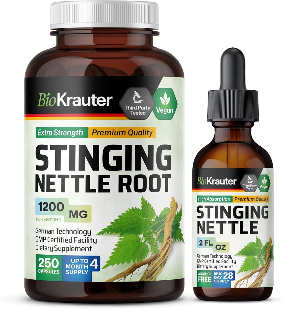 BIO KRAUTER Stinging Nettle 250 kapsúl & Stinging Nettle Tinture 2 Fl. Oz.