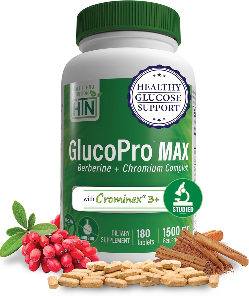 Zdravie Thru Nutrition GlucoPro Max - s 1 500mg Berberine, Chrominex + Chromium, a 1000mg chromozómy 