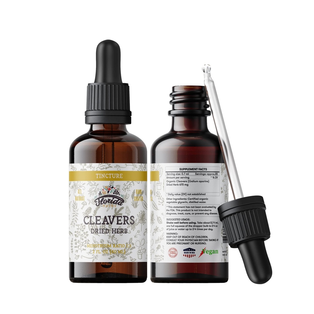 Cleavers Tincture, Organic Cleavers Extract, Cleavers Drops (Galium aparín) Sušený Herb