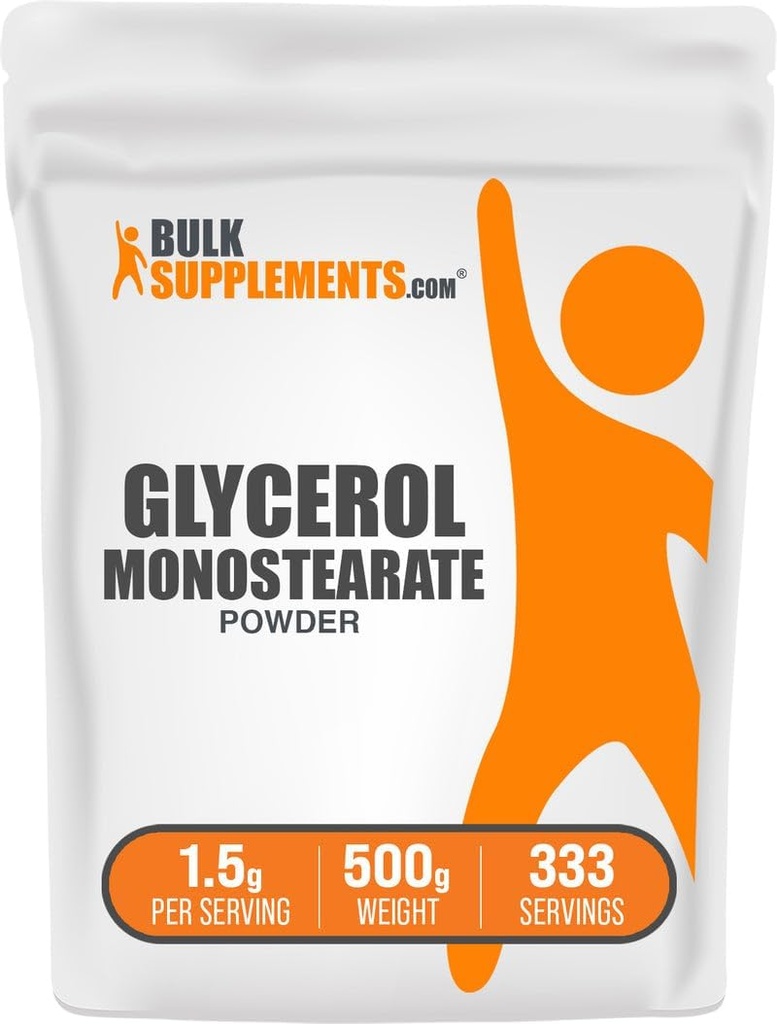 BulkSupplementments.com Glycerol Monostearát Prášok - Glycerol Supplement, GMS Powder - Neochutený, Food Grade & Gluten Free, 1,5g per Serving, 500g (1,1 lbs) (Pack of 1)