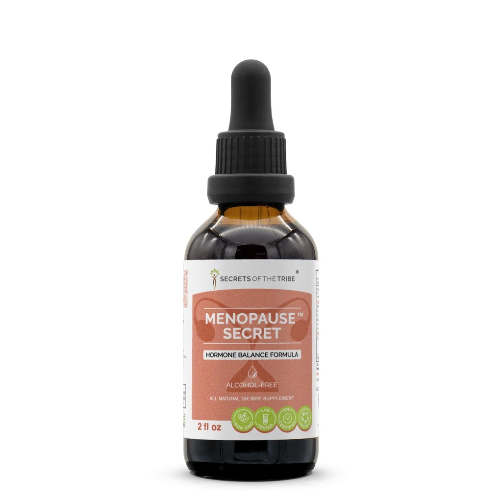Menopauza Secret Alkohol-Free, Glycerite Black Cohosh, Vitex, Red Clover, Maca, Dong Quai, St. John's Wort. Tinktúra, bylinný extrakt Hormone Balance Formula 2 OZ