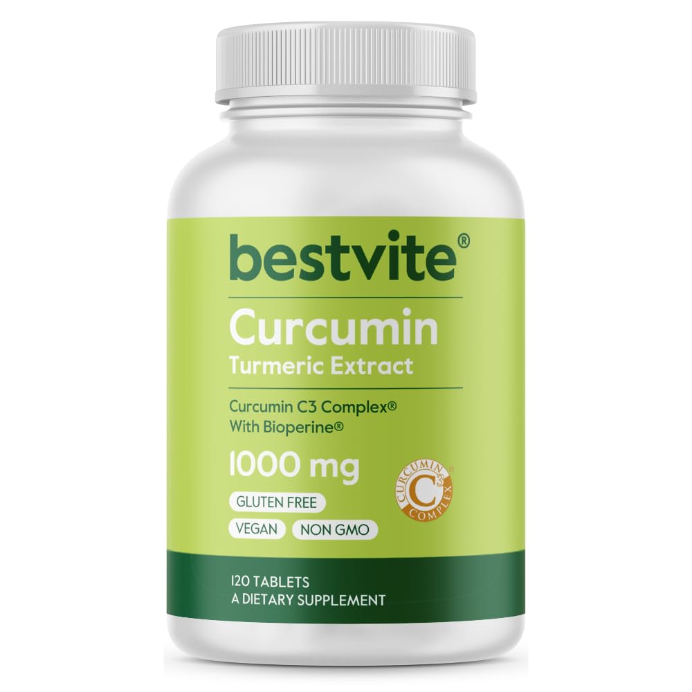 Kurkumín 1000 mg (turkumín) (120 tabliet) Vyrobené s Curcumin C3 Complex & Bioperine - Štandardizovaný na 95% Curcuminoids - Vegan