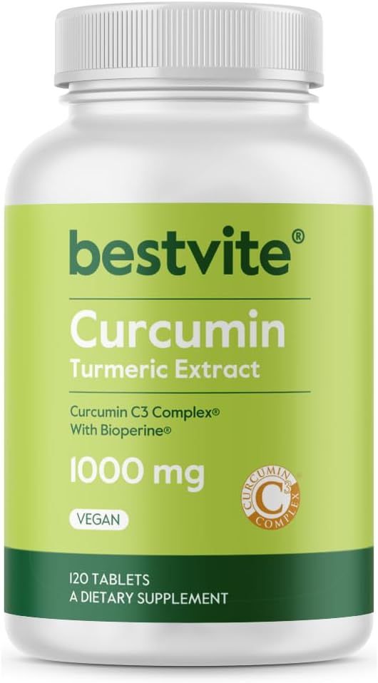 Kurkumín 1000 mg (turkumín) (120 tabliet) Vyrobené s Curcumin C3 Complex & Bioperine - Štandardizovaný na 95% Curcuminoids - Vegan