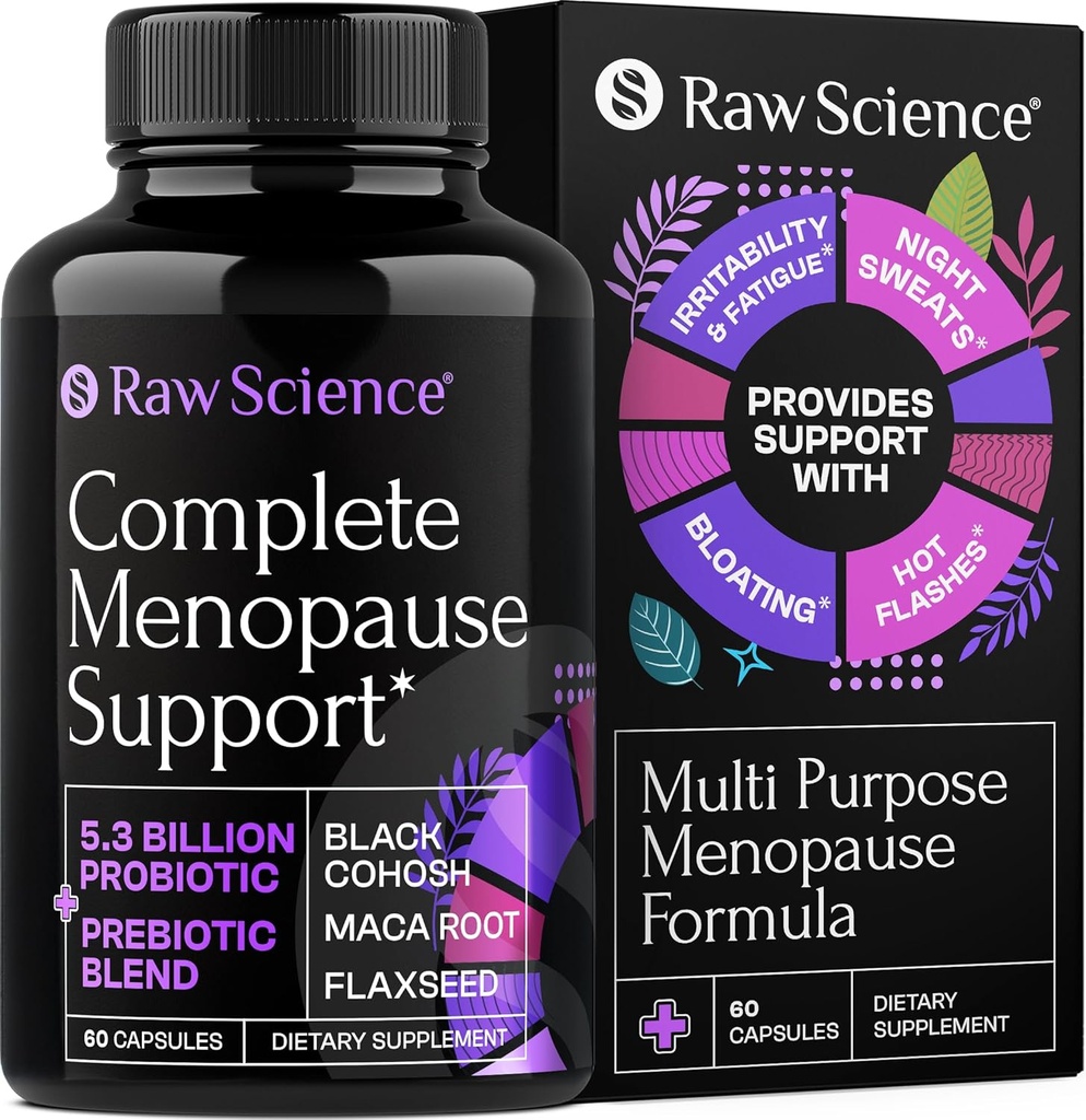 Menopauza Doplnky pre ženy - Čierny Cohosh pre Menopause Hot Flash, nočné potenie a hormón Balance s DIM, Vitex, Dong Quai, Red Clover - Kompletná Menopauza Podpora Vaginálne zdravie, 60 Kapsule
