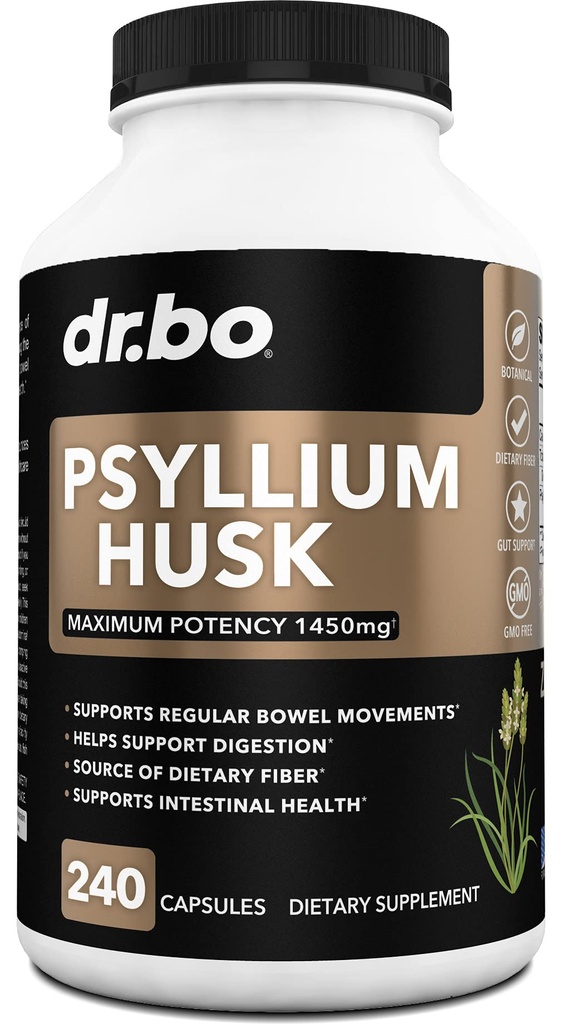 Psyllium Husk Capsula Fiber Supplement - Prírodné prášok Kapsule pre Zápcha Relief pre dospelých - Nutritional Rozpustné Fiber Pills & Daily Regularity Support - hromadný Seed Husks Digestion Supplements
