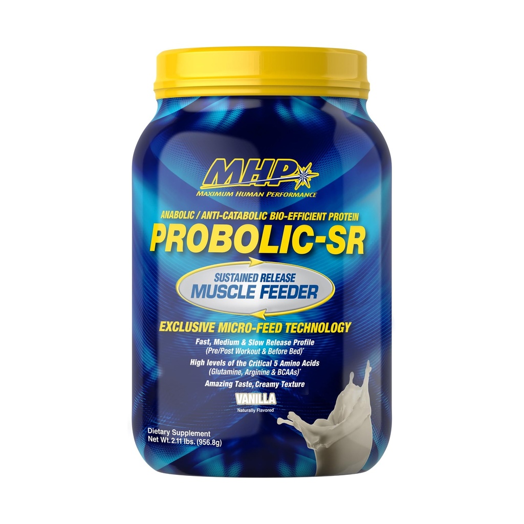 Maximum Human Performance Probolic-SR Protein Powder, 24g Protein, BCAAs, Glutamín, Arginín, Pre-Workout, Post-Workout, Nighttime Protein, 2lbs, 26 Servings, Vanilla