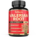 Satoomi Valerian Root Kapsule - 9 Prírodné byliny - Ashwagandha, Turmerica, Zázvor, Ceylon škorica - 90 Čiapky pre 3-Mesačné dodávky