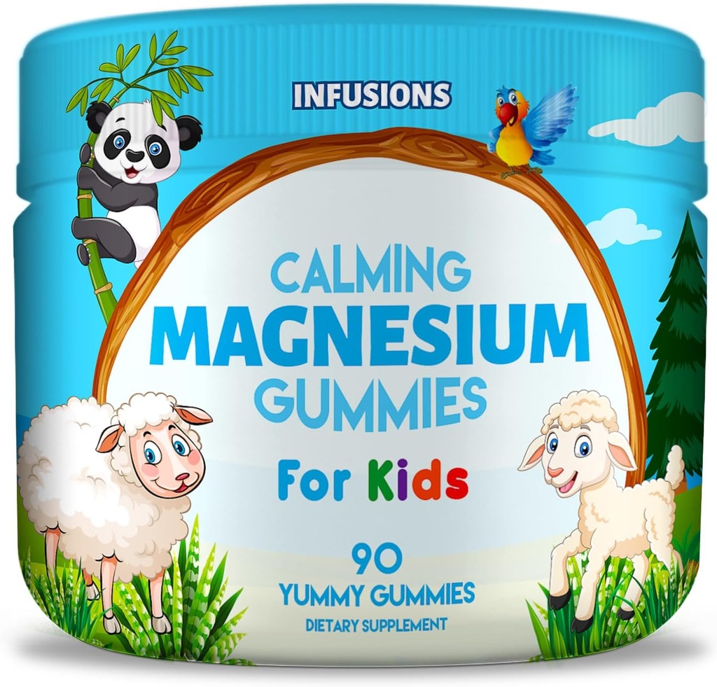 Infúzie Pokojné horčík Gumies pre deti 90 Počet - Zdravé svalové kosti Energia Podpora Mäkké a lahodné Vegan Priateľsky & Non-GMO