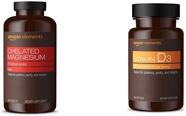 Elementy Odlučujúci glykolát horečnatý (240 tabliet) a vitamín D3 (180 softgelov)