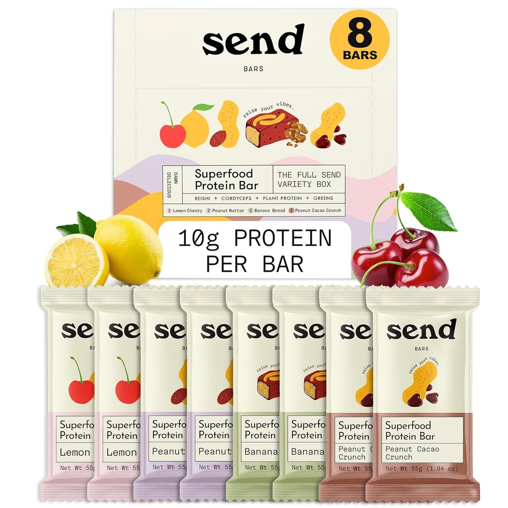 Poslať Bary Plant-Based Vegan Healthy Protein Bars, S Greens (Variety Pack, 8 Bars) 