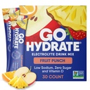 GoHydrate Instant Hydratácia Powder Pakets - Nízky sodík Electrolytes Drink Mix - Prírodná hydratácia Podpora, Bezcukrový Electrolyt Ochutený prášok Nápoj s vitamínom D, 30 Balíčky, Ovocie Punch