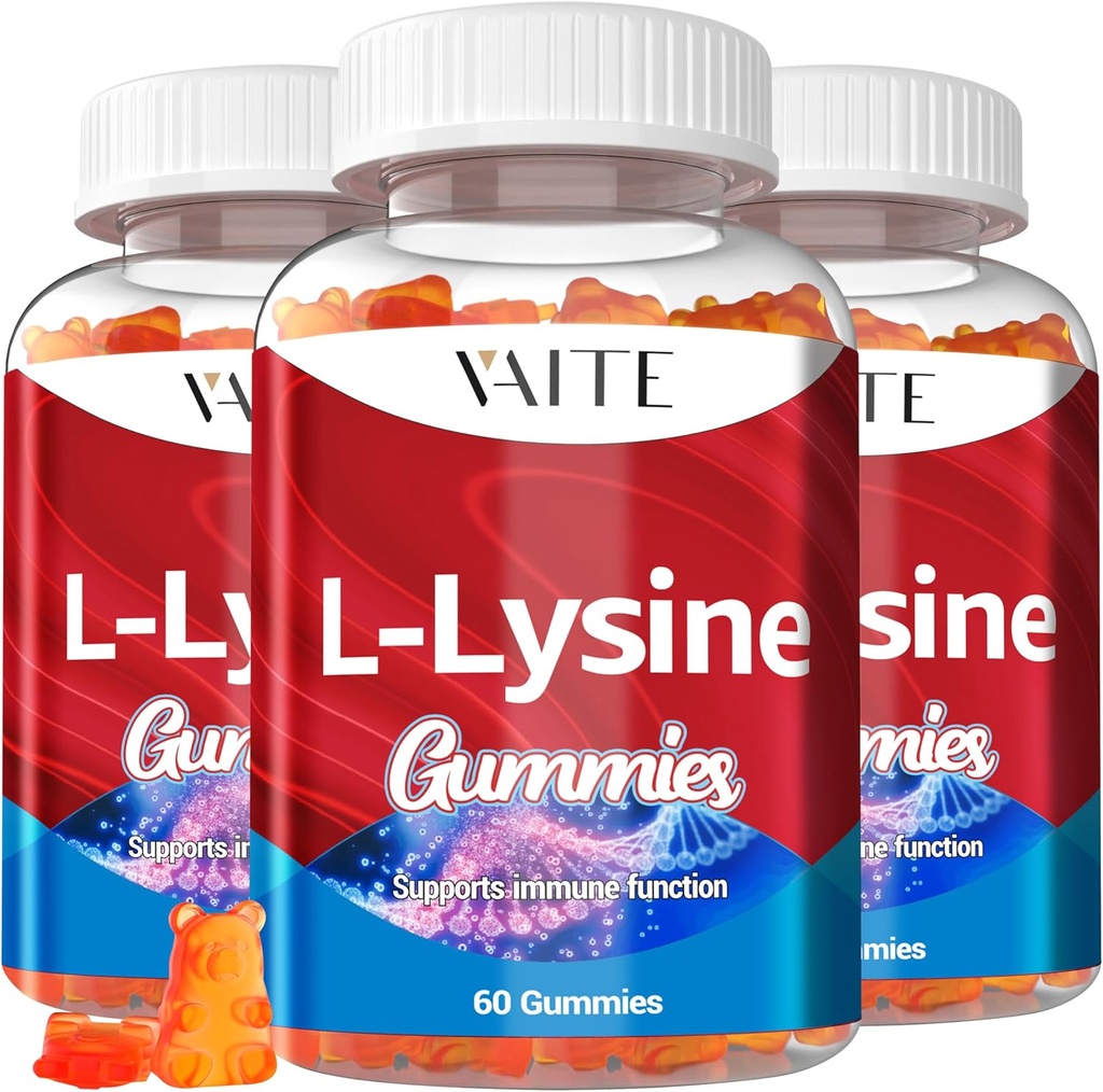 L-lyzín 1000 mg Gummy - podporuje pokožku, Lip, Vegan, bez lepidla, 60 Žuvateľný Lyzín pre dospelých, Vitamíny Tkanive zdravie a imunitný systém, Aminokyselin Vitamín Supplement & Complex doplnkov (3 balenia)