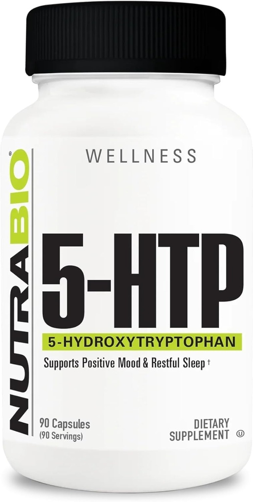 NutraBio 5-HTP doplnok, 200 mg kapsule- Môže pomôcť podporu a podporu zdravšie a trvalé spánok, 90 Rastlinné kapsuly