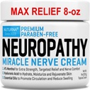 Neuropatia Nerve Relief Cream - Premium Nerve Cream 3X Akcia pre cielenú úľavu a upokojujúce Nerve Comfort - Maximálna sila s 4% Mentol, MSM pre nohy nohy nohy nohy a späť - Super veľký 8 Oz