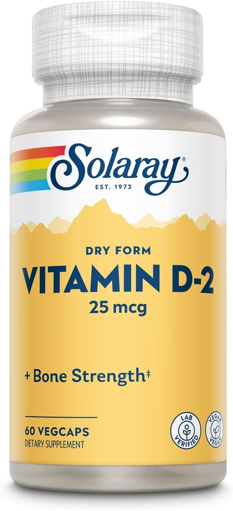 SOLARAY Dry D-2, Veg Cap (Btl-Plastic) 1000IU | 60ct