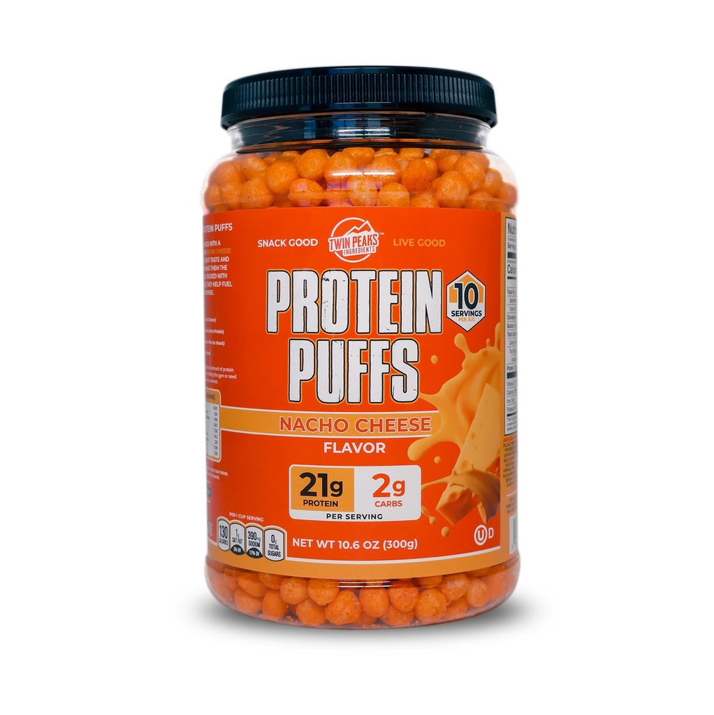 Twin Peaks Protein Puffs - (Nachoseye), Keto Friendly, Nízke Carb Snack (300g, 21g Protein, 2g Net Carbs, High Protein, Healthy Crunchy Snack)