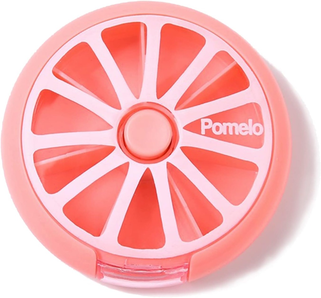 Pill Organizátor Cestovanie Pilulky Kontajner 7 Kompartmenty Týždenné Pill Box Round Denné Cute Pill Prípad pre Pills Vitamínový rybí olej Doplnky Kontajner (Pink)