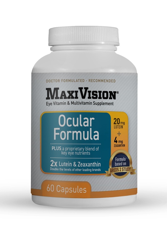 Očná formula MaxiVision® - AREDS2 - Očné vitamíny a multivitamín - luteín a zeaxantín - 1 fľaša (60 kapsúl)