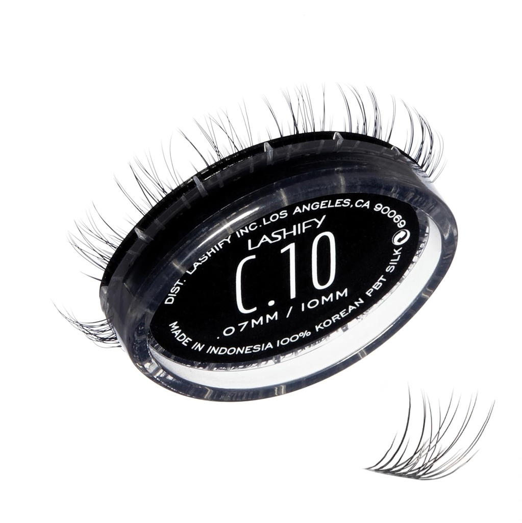 Lashify Curl 10mm Gossamer DIY predĺženie rias Refill, čierna, ľahko falošné riasy pre prirodzený vzhľad