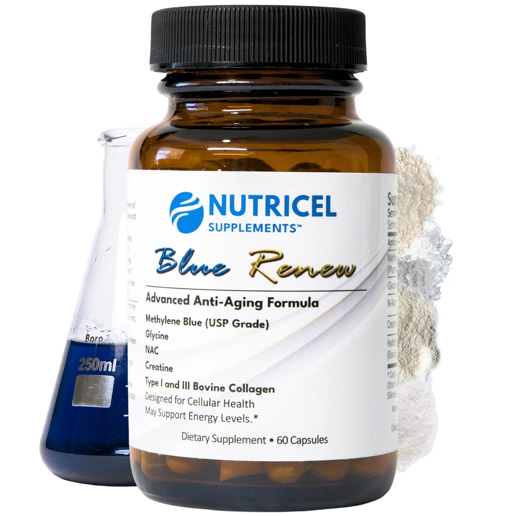 Nutricel metylénové modré kapsule s pridaným glycínom + NAC (GlyNAC), kolagén, a Creatin - dôveryhodný vyrobené v Amerike Brand - 7mg (USP Reference Compliant) - tretia strana testované (60ct)