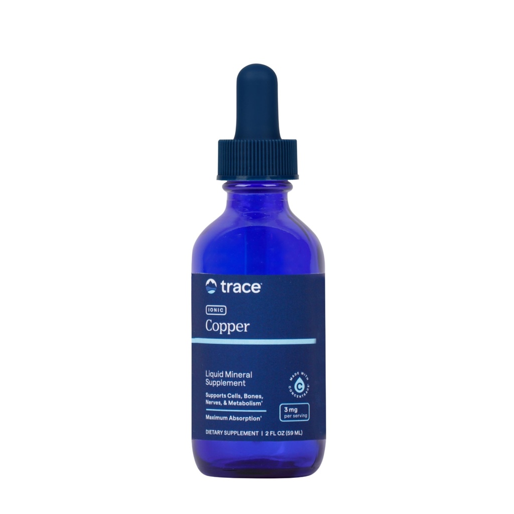 Stopové minerály Iónová meď - Liquid Copper Supplement for Blood Health - Supports Healthy Connective Tissue, Metabolizmus & Nerves - 2 fl oz (48 Servings)